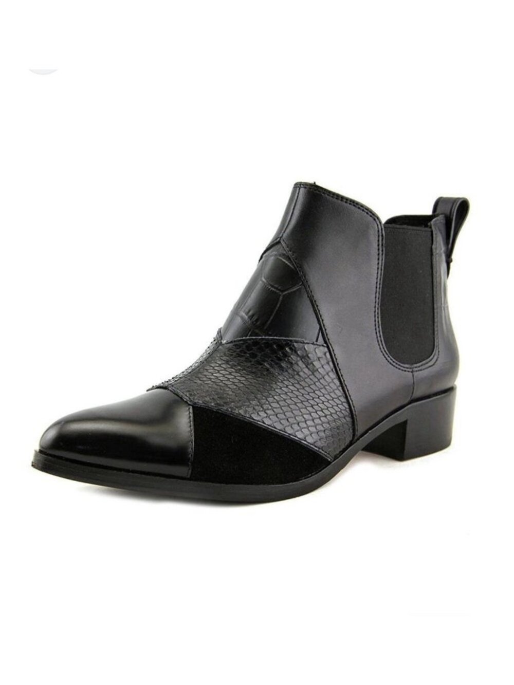 New Coach Women's 5 Suffolk Patchwork Pointed Toe Leather Ankle Boots Black